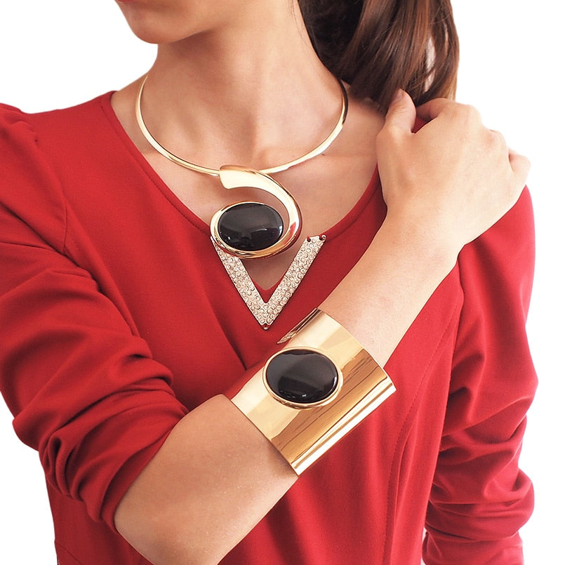 Jewelry Metal Torques Cuff Bracelet Bangles  Party Sets