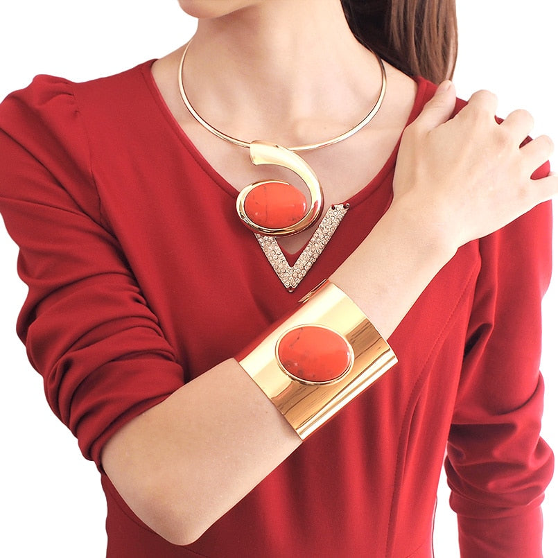Jewelry Metal Torques Cuff Bracelet Bangles  Party Sets