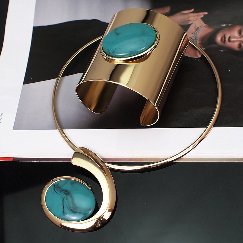 Jewelry Metal Torques Cuff Bracelet Bangles  Party Sets