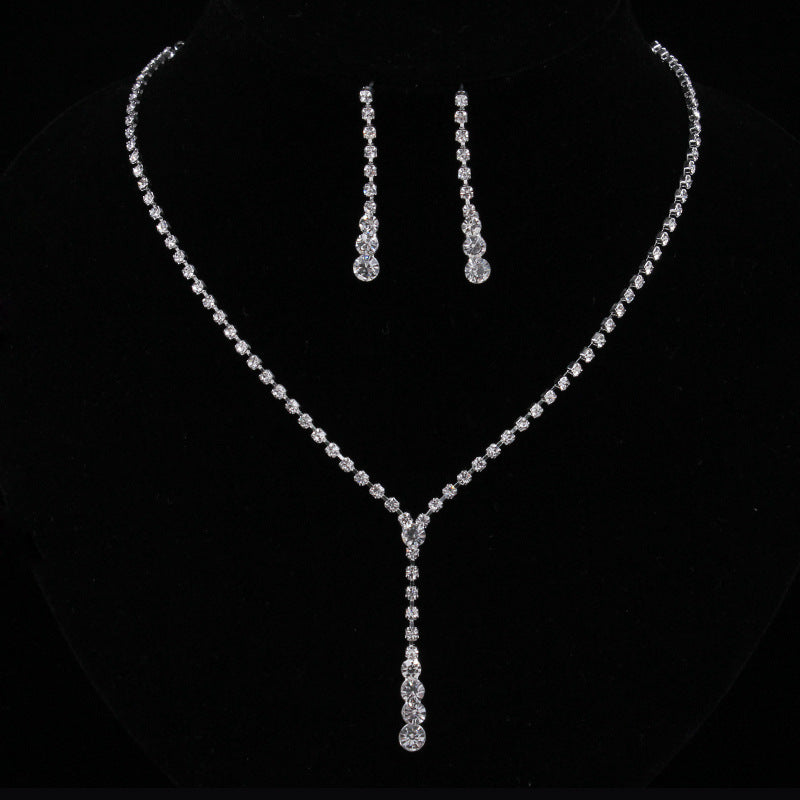 Fashion Inspired Celebrity Style Crystal Long Drop Necklace Earrings Set