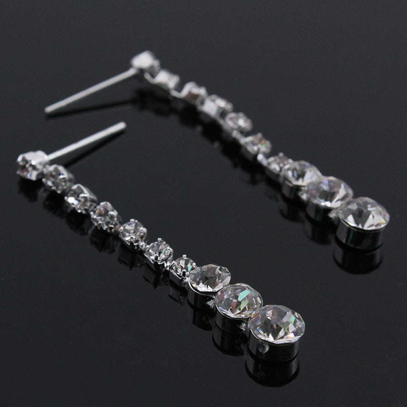 Fashion Inspired Celebrity Style Crystal Long Drop Necklace Earrings Set