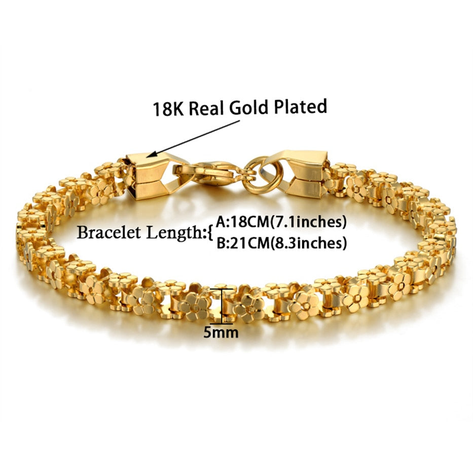 Gold Bracelet Trendy Stainless Steel Bicycle Chain Bracelets for Women