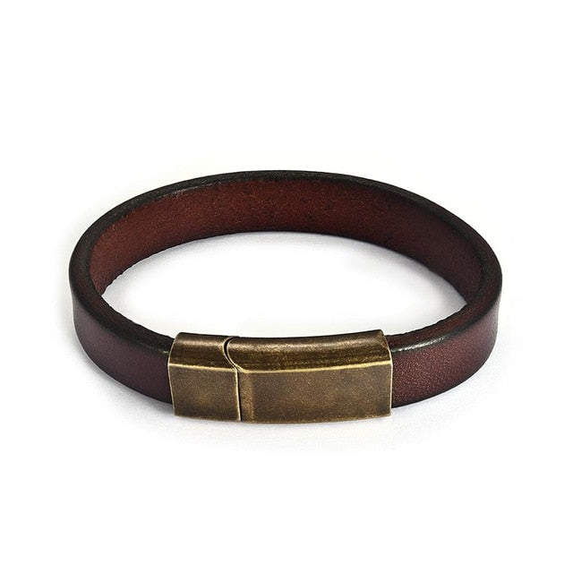 Vintage Black/Brown Genuine Leather Hook Bracelet