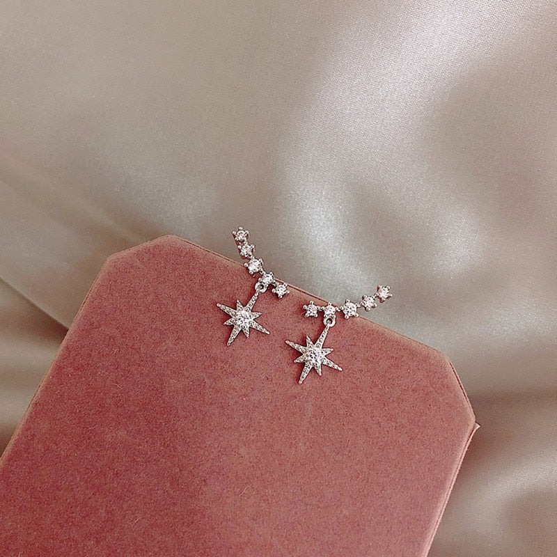 contracted delicate crystal Star temperament Drop earrings