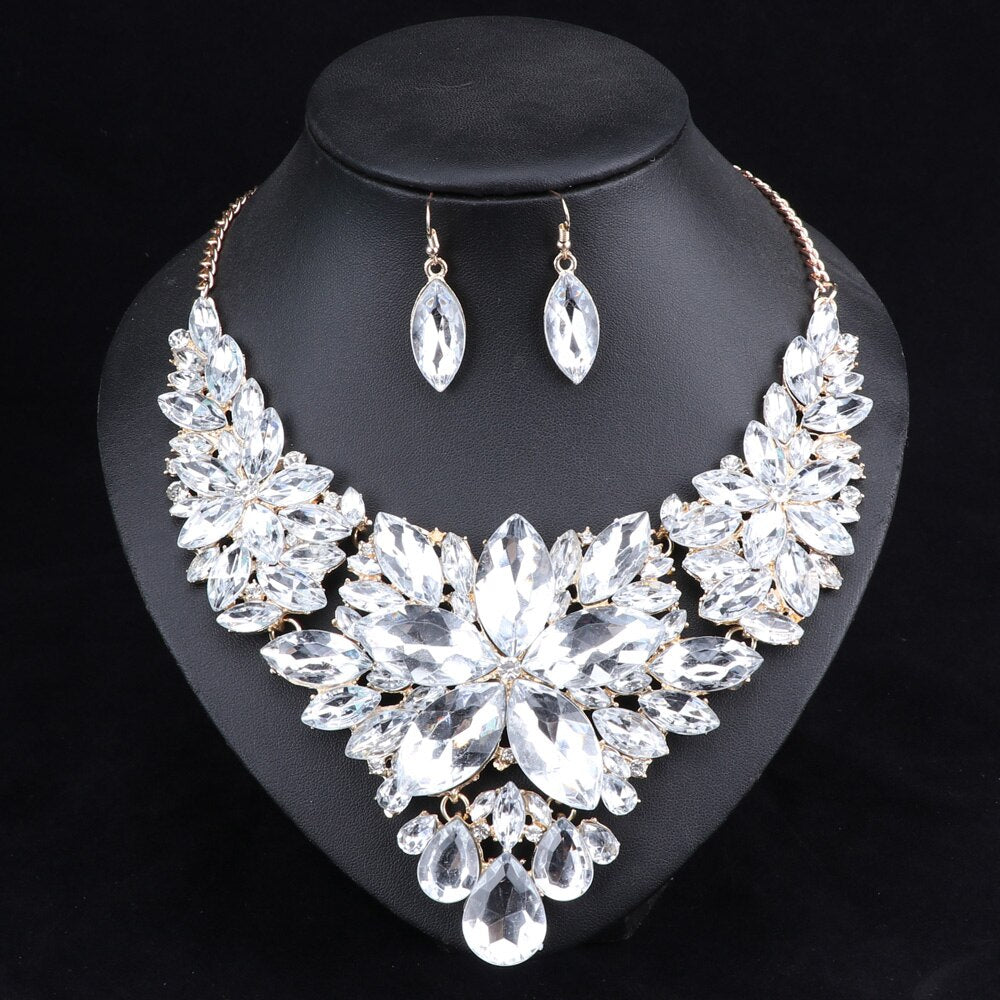 Fashion Crystal  Bridal Necklace Earrings Sets