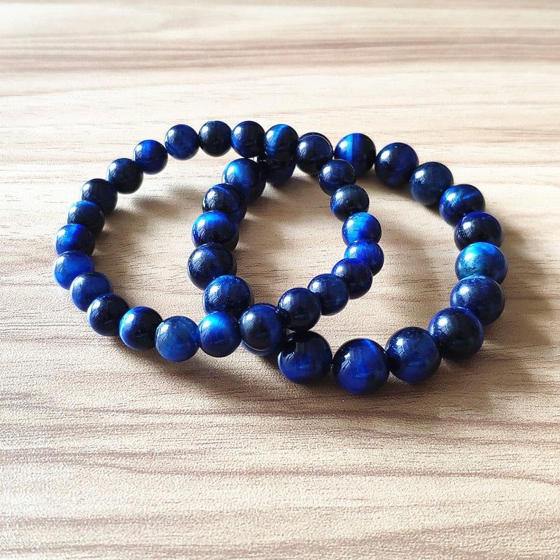 Blue Tiger Eye Beads Strand Bracelets
