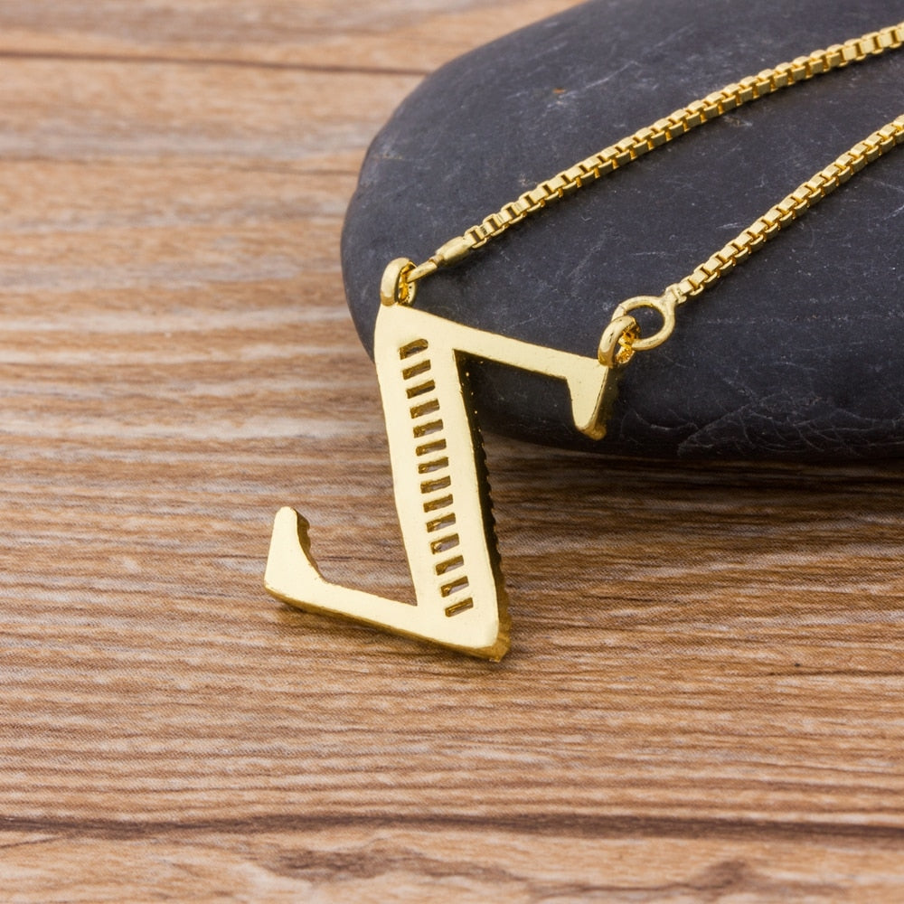 Luxury Gold Color A-Z 26 Letters Necklace CZ Pendant
