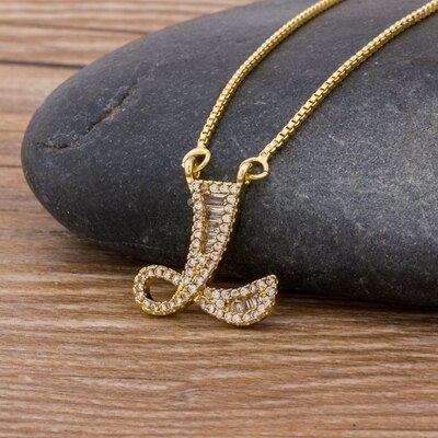 Luxury Gold Color A-Z 26 Letters Necklace CZ Pendant