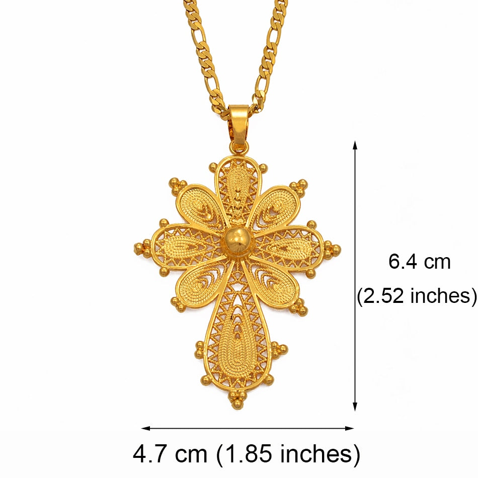 Ethiopian Cross Pendant Chain Necklaces