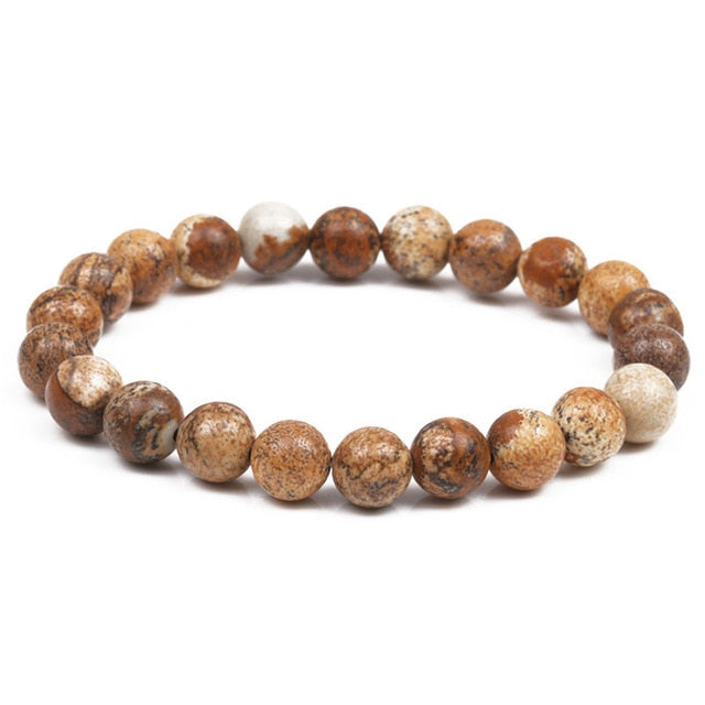 Natural Stone Lava Tiger Eye Black Onyx Matte Beads Bangle
