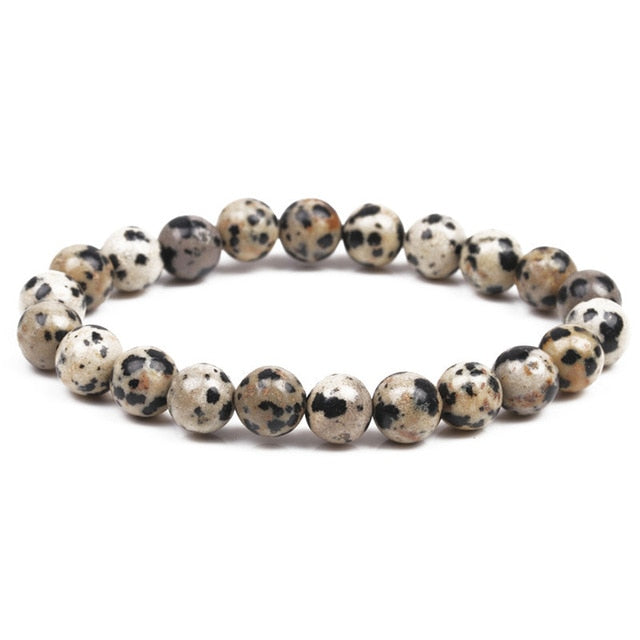 Natural Stone Lava Tiger Eye Black Onyx Matte Beads Bangle