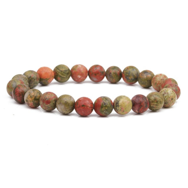 Natural Stone Lava Tiger Eye Black Onyx Matte Beads Bangle