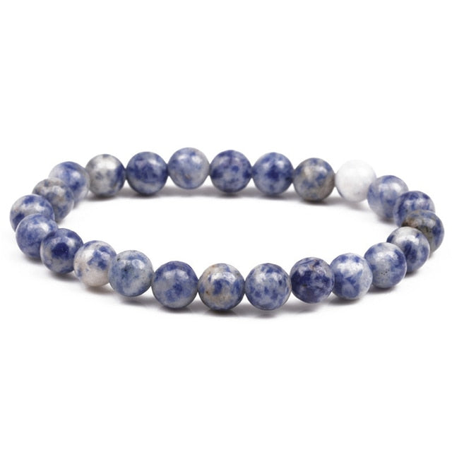 Natural Stone Lava Tiger Eye Black Onyx Matte Beads Bangle