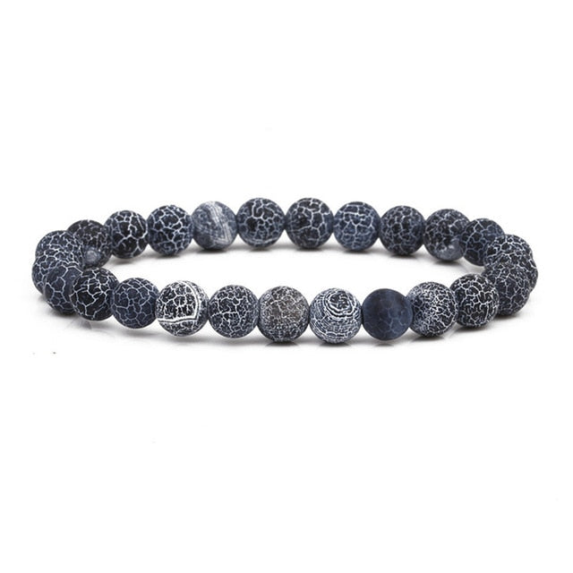 Natural Stone Lava Tiger Eye Black Onyx Matte Beads Bangle