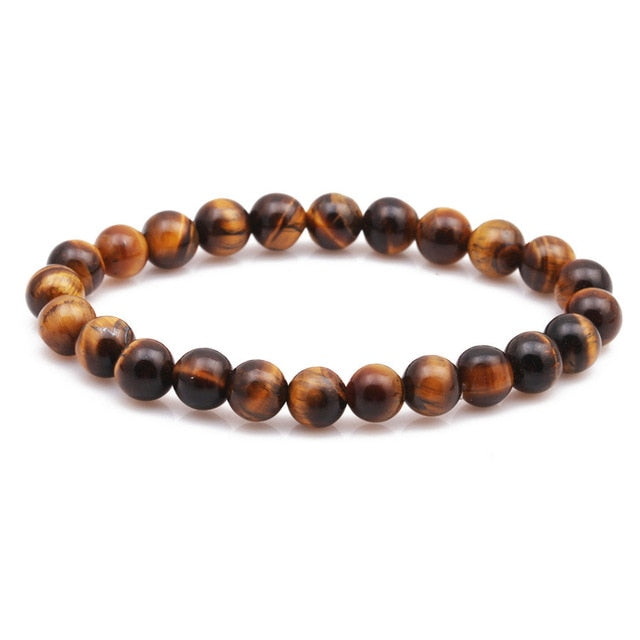 Natural Stone Lava Tiger Eye Black Onyx Matte Beads Bangle