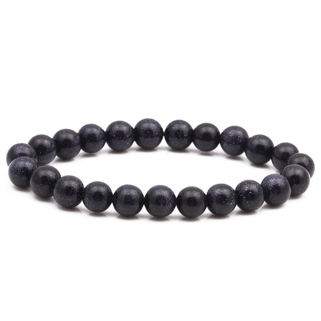 Natural Stone Lava Tiger Eye Black Onyx Matte Beads Bangle