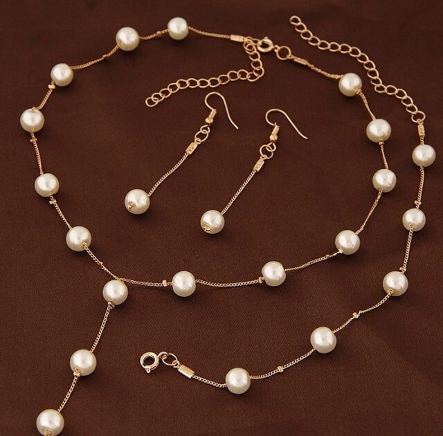 Simulated Pearl Fashion Jewelry Set  For Women