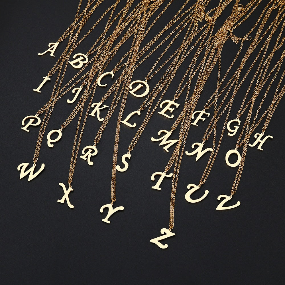 Women A-Z Alphabet Letter Pendant Necklaces