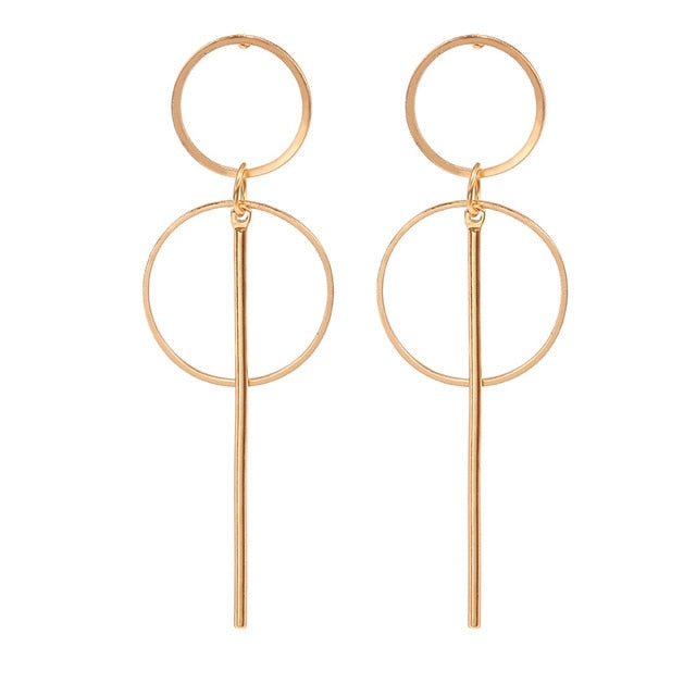 Round Shaped Golden Earrings Simple Metal Vintage Earrings