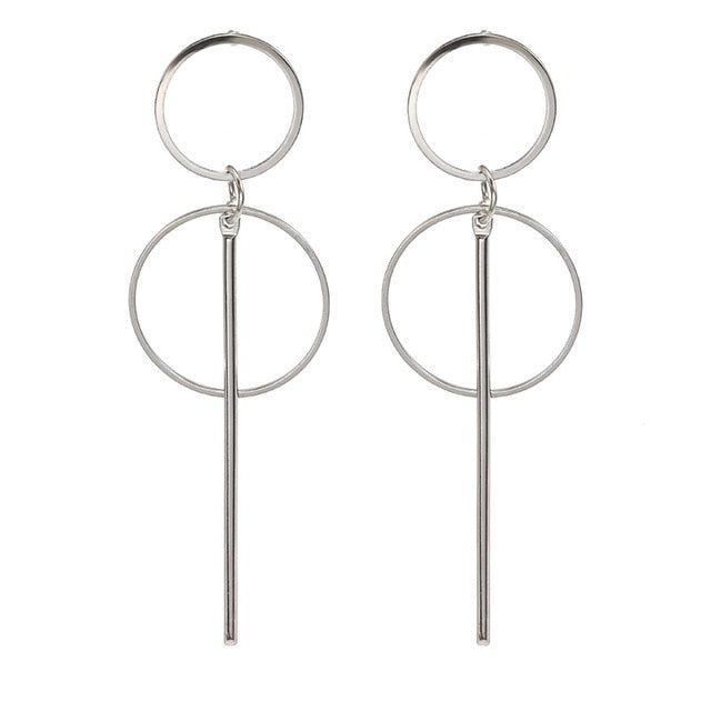 Round Shaped Golden Earrings Simple Metal Vintage Earrings