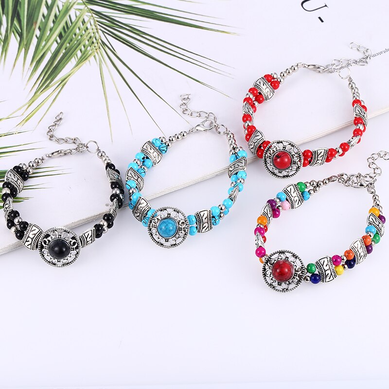 Natural Stone Bead Chain Bracelet