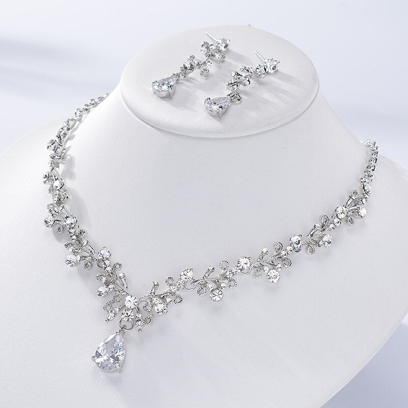 Vintage Gold Crystal Leaf Pearls Costume Jewelry Sets