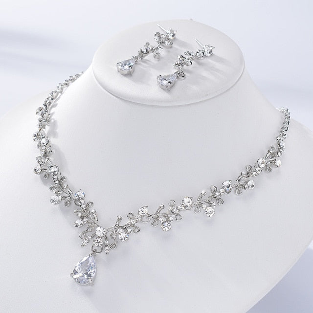Vintage Gold Crystal Leaf Pearls Costume Jewelry Sets