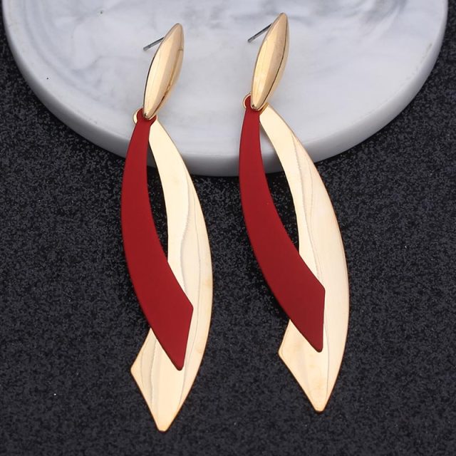 Red Earrings  for  Women Vintage Big Statement Long Dangle Earrings