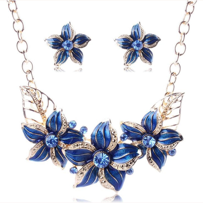 Austrian Crystal Enamel Flower Jewelry Sets