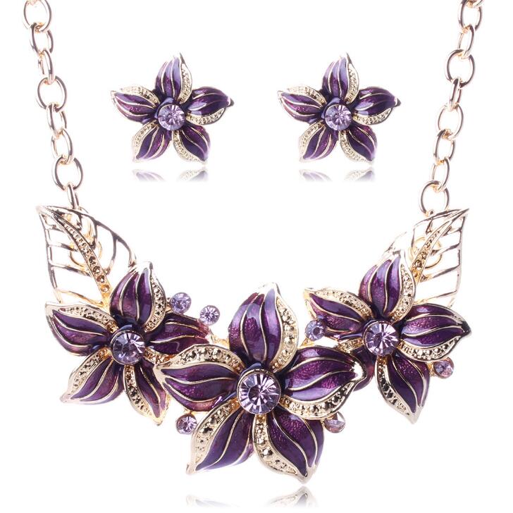 Austrian Crystal Enamel Flower Jewelry Sets