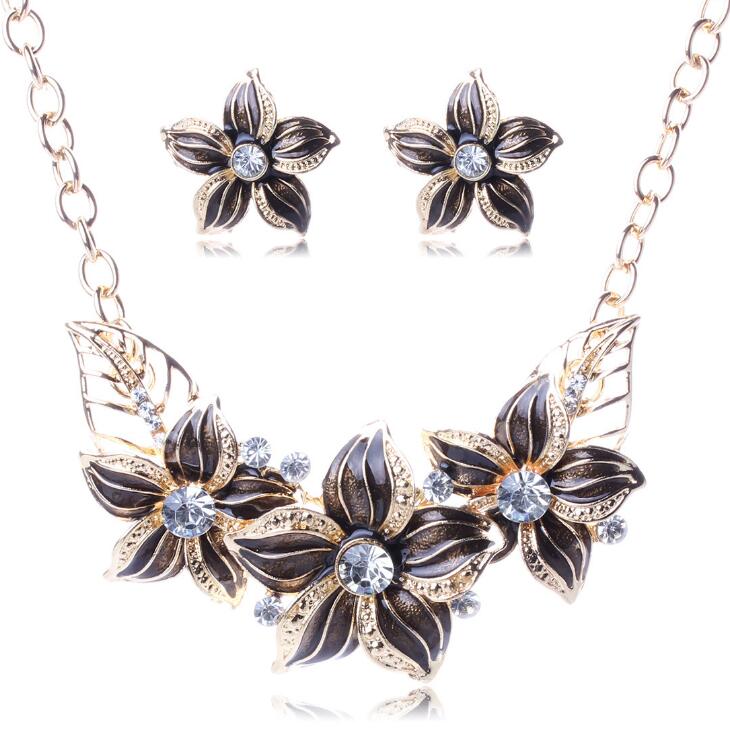 Austrian Crystal Enamel Flower Jewelry Sets