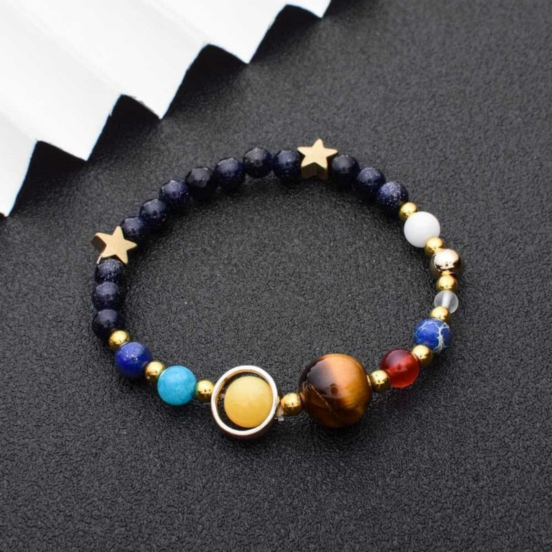 Galaxy Eight Planets  Natural Stone Beads Bracelet