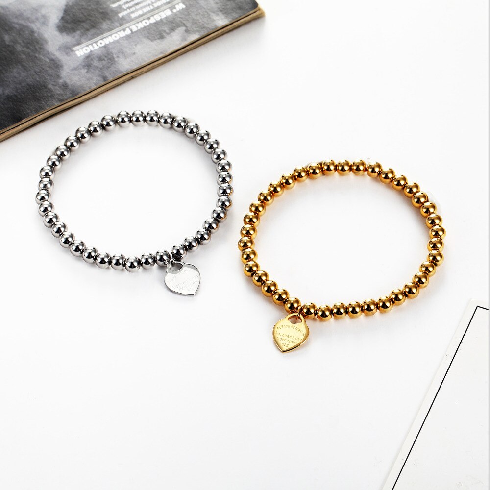 Stainless Steel Elastic rope Bracelet Bead Chain Woman Bracelets