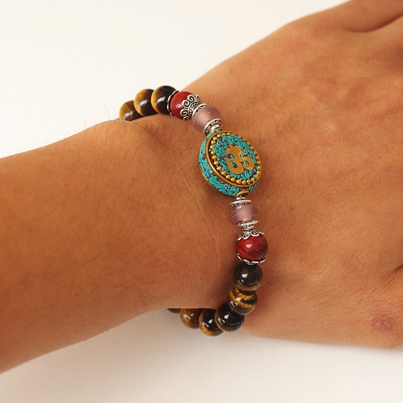 Tiger Eye Stone Beads Strand  Chakra Mala Bracelet