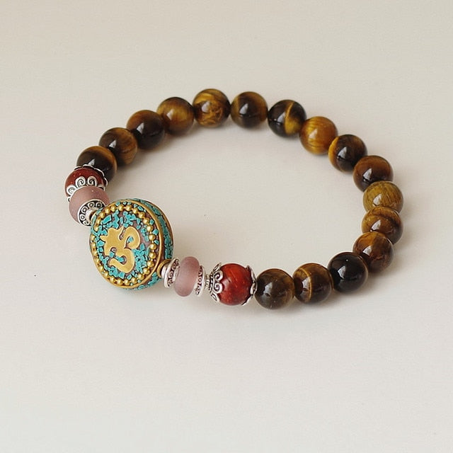 Tiger Eye Stone Beads Strand  Chakra Mala Bracelet