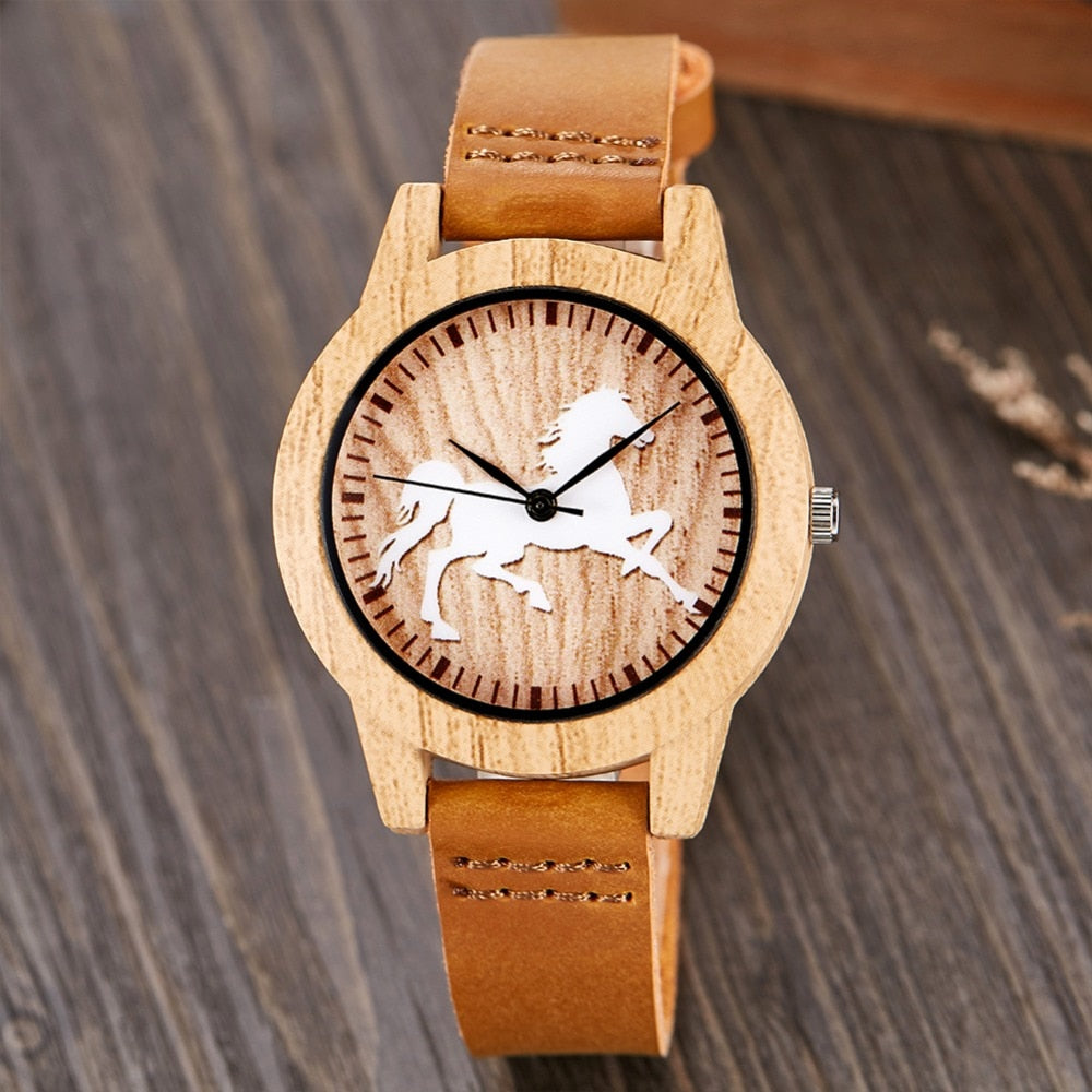 Couple Quartz Imitate Bamboo Wooden Male Clock Watches