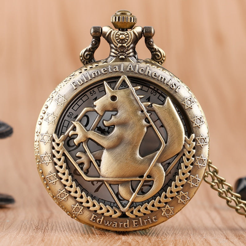 Fashion Full Metal Alchemist Copper Quartz Pocket Watch
