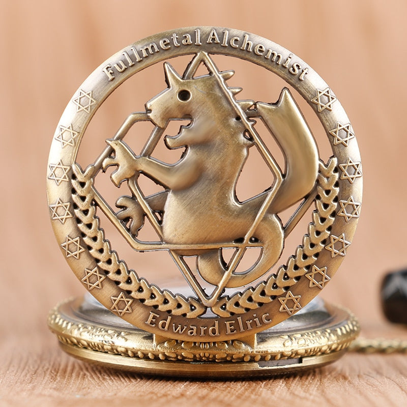 Fashion Full Metal Alchemist Copper Quartz Pocket Watch