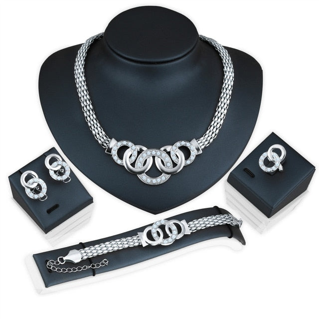 Vintage Gold Necklace Earrings Bracelet Ring  Jewelry Sets