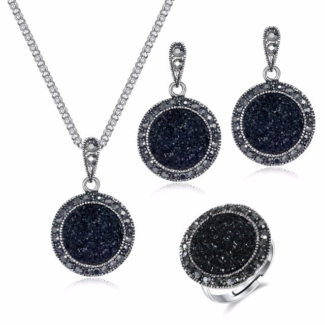 Vintage Crystal Round Jewelry for Women