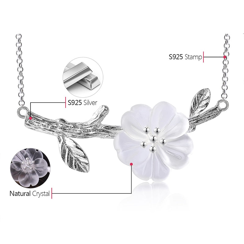 Genuine 925 Sterling Silver  Flower in the Rain Necklace with Pendant