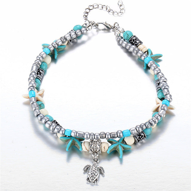 Vintage Boho Multi Layer Beads Anklets For Women