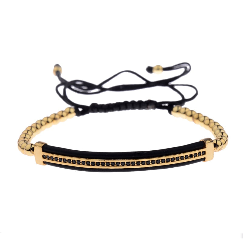 Luxury CZ Black ZirconCopper Beads Macrame Men Bracelets