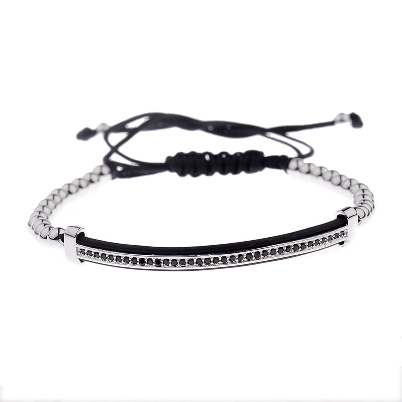 Luxury CZ Black ZirconCopper Beads Macrame Men Bracelets