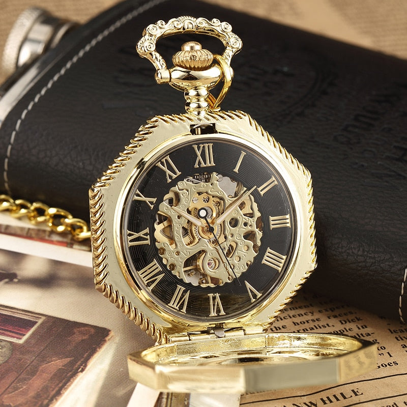 Luxury Unique Hexagonal Roman Number Pocket Watch