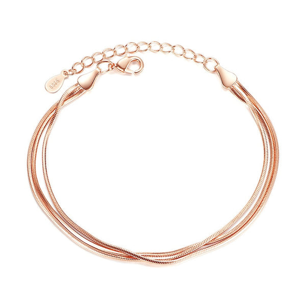 Nuevas pulseras sencillas de cadena de serpiente multicapa en color oro rosa/plata