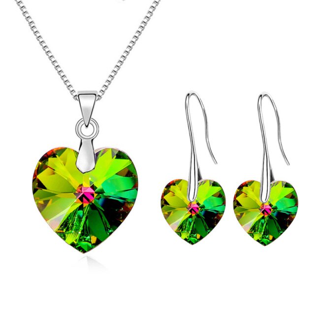 Crystals From Swarovski Heart Pendant Necklaces Drop Earrings Jewelry Sets