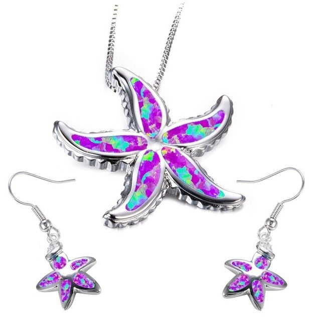 New Stylish Blue Color Starfish Necklace Earring Set