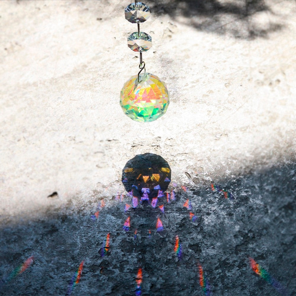 Crystal Suncatcher Octagon Beads Rainbow  Hanging Chandelier Ball Prisms