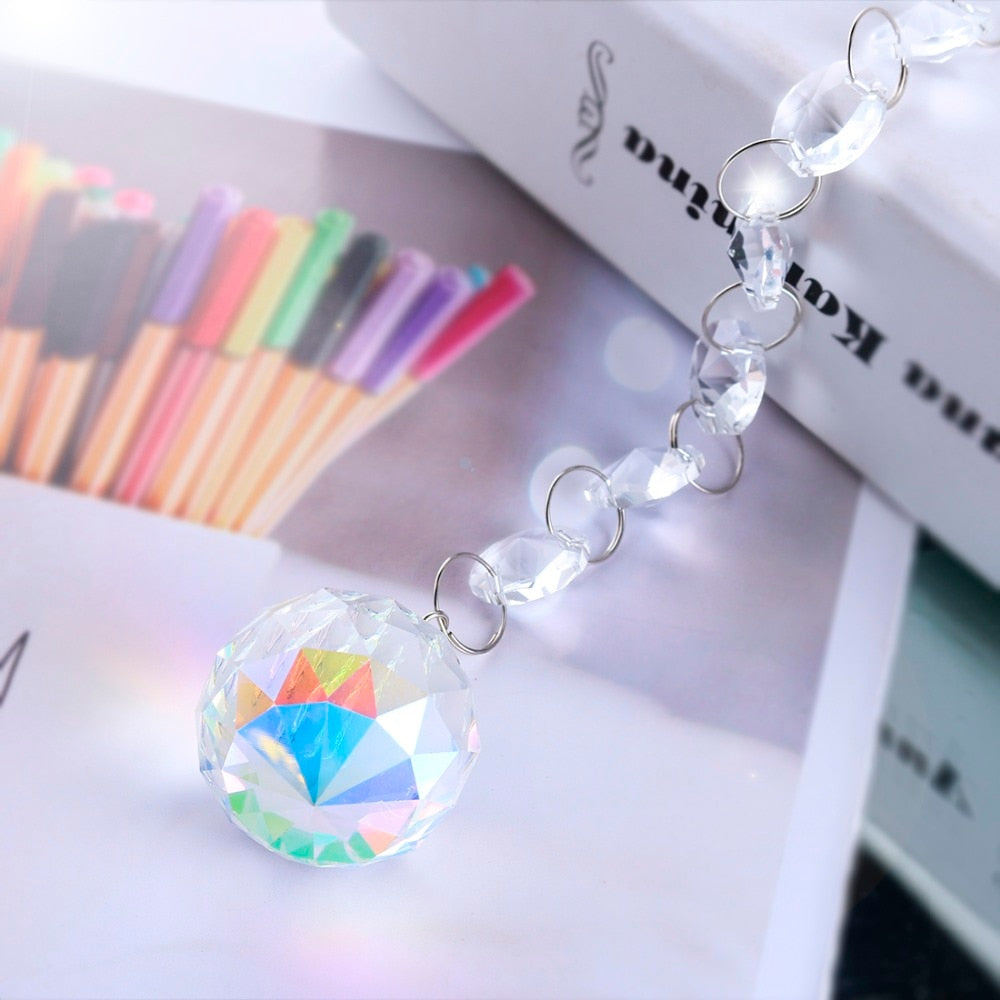 Crystal Suncatcher Octagon Beads Rainbow  Hanging Chandelier Ball Prisms